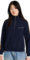 Tory Burch Knit Quarter Zip Pullover In Tory Navy