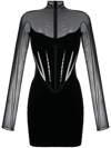 Wolford X Mugler Semi-sheer Panelled Minidress In Black