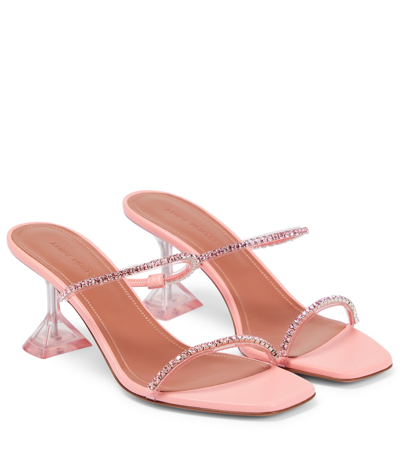 Amina Muaddi Gilda 70 Crystal-embellished Pvc Sandals In Pink