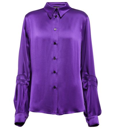 Tom Ford Puff-sleeve Buttoned Shirt In Purple