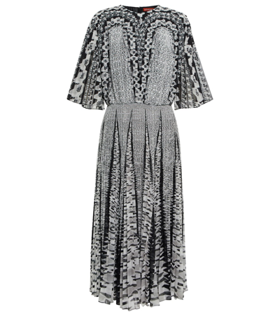 Altuzarra Kliulo Pleated Printed Crepon Midi Dress In Dark Gray