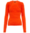 Isabel Marant Alford Cutout Layered Fuzzy Knit Sweater In Orange