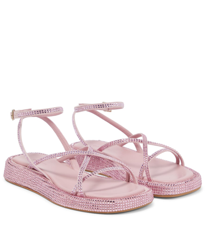Gia Borghini Gia/rhw Rosie Embellished Leather 16 S Sandals In Pink