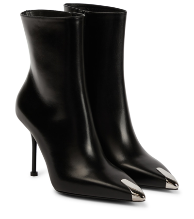 Alexander Mcqueen Ankle Boots Black H. Boot In Black/silver