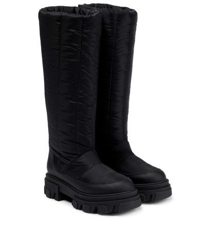 Gia Borghini Gia 19 Quilted Nylon Knee-high Boots In Black