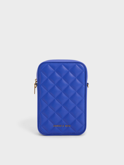 Charles & Keith Bonnie Padded Phone Pouch In Cerulean