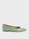 CHARLES & KEITH CHARLES & KEITH - LEATHER POINTED-TOE BEADED BALLERINAS