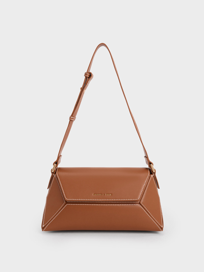 Charles & Keith Nasrin Geometric Shoulder Bag In Chocolate