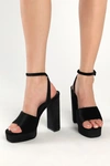 Lulus Gorgyy Black Velvet Platform High Heel Sandal Heels In Black