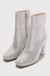 LULUS MY GENERATION SILVER RHINESTONE HIGH HEEL MID-CALF BOOTS