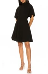 Alexia Admor Autumn Mock Neck Fit & Flare Dress In Black