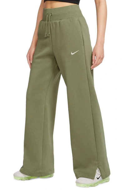 Nike Sportswear Phoenix High Waist Wide Leg Sweatpants In Alligator/ Sail