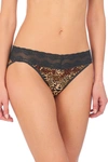 Natori Bliss Perfection Soft & Stretchy V-kini Panty Underwear In Coal Luxe Leopard Print