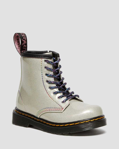 Dr. Martens Babies' Toddler's 1460 Sparkle Rays Lace Up Boots In Silver