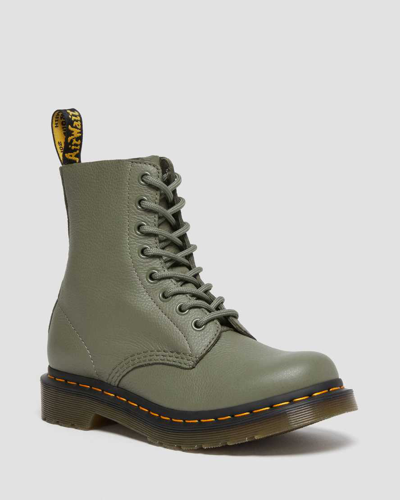 Dr. Martens 1460 Women's Pascal Virginia Leather Boots In Khaki Green