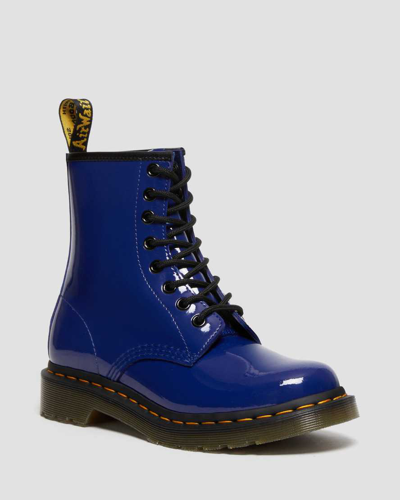 Dr. Martens 1490 Women's Patent Leather Lace Up Boots In Blue