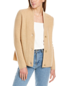 Vince Raised Collared Wool & Cashmere-blend Cardigan In Beige