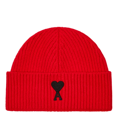 Ami Alexandre Mattiussi Ami De Coeur Red Wool Beanie | ModeSens