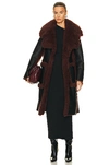 Stella Mccartney Alter Mat Belted Coat In Black & Ginger
