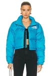 The North Face Nuptse Short Jacket In Acoustic Blue