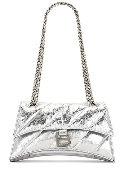 Balenciaga Small Crush Chain Shoulder Bag In Silver