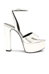 Saint Laurent Sexy Tanouk Sandals In Argento