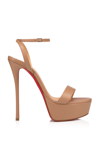 Christian Louboutin Loubi Queen Alta 150mm Leather Platform Sandals In Dark Beige