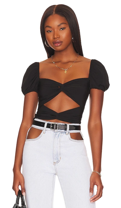 More To Come Gabrielle Twist Front Top In Black