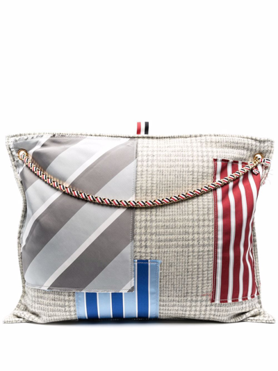 Thom Browne Patchwork Pillow Clutch Tote In Grey