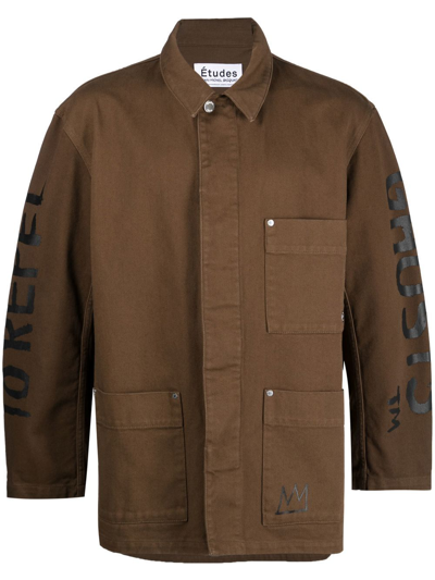 Etudes Studio Graphic-print Denim Jacket In Brown