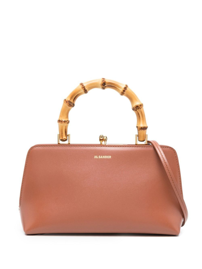 Jil Sander Goji Square Bamboo Mini Bag In Brown