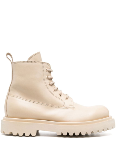 Officine Creative Lace-up Leather Boots In Neutrals