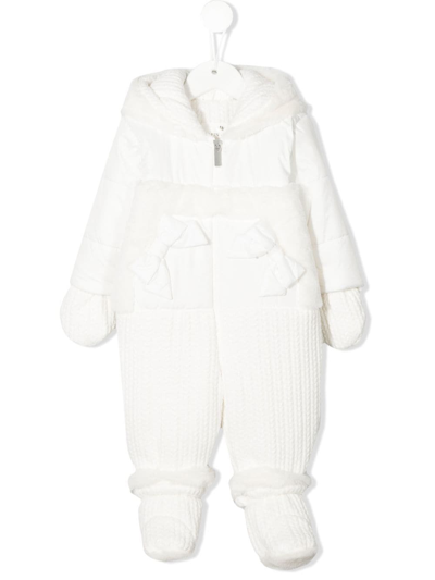 Lapin House Babies' Zipped-up Hooded Knit Suit In White
