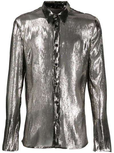 Sapio Metallic Lurex Shirt In Silver