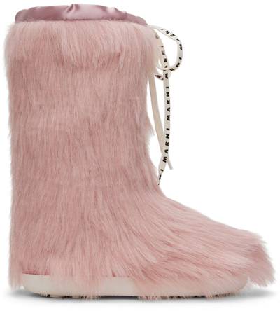 Marni Kids Pink Furry High Boots In Var. 2