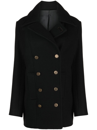 Fortela Black Wool Double Breasted Coat