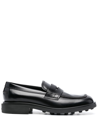 Tod's Square-toe Leather Loafers In Black