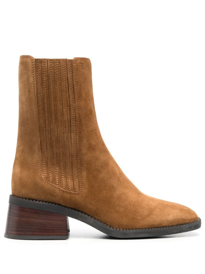 Tod's 55mm Suede Chelsea Boots In Brown