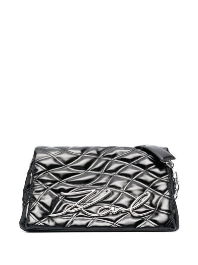 Karl Lagerfeld K/signature Quilted Shoulder Bag In Black