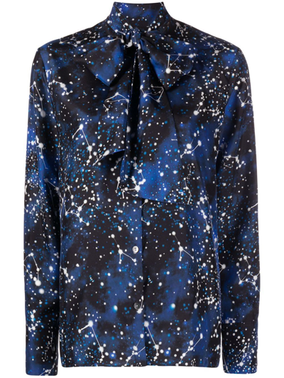 Karl Lagerfeld Constellation-print Silk Shirt In Blue