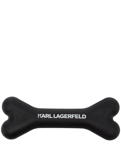Karl Lagerfeld Logo Print Bone Toy In Black