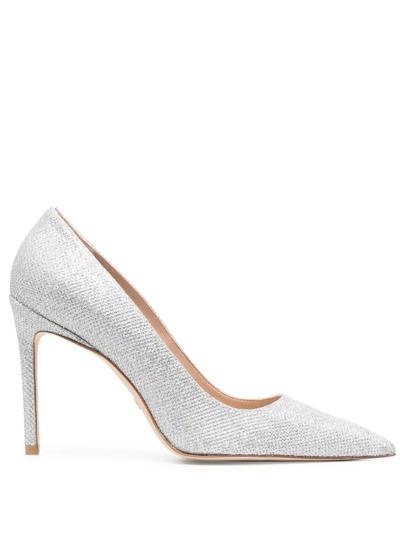 Stuart Weitzman Woman Pumps Silver Size 9.5 Textile Fibers