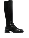 Stuart Weitzman High Leather Ankle Boots With Block Heel In Black