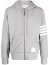 THOM BROWNE LOGO-PATCH ZIP-UP HOODIE