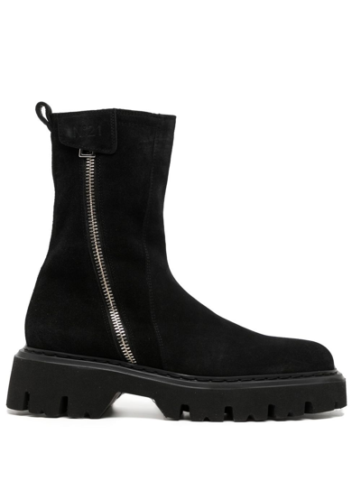 N°21 Zip-detail Leather Ankle Boots In Black