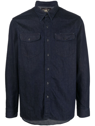 Rrl Preston Long-sleeved Shirt In Blue