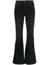Paige Womens Moonlit Black Genevieve Flared High-rise Stretch-denim Jeans 24 In Black