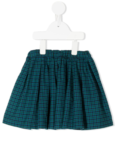 Familiar Kids' Elasticated-waist Check-print Skirt In Blue
