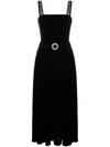 BORGO DE NOR CRYSTAL-EMBELLISHED VELVET MIDI DRESS