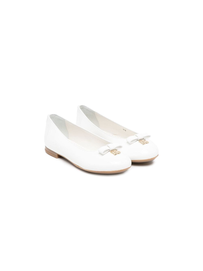 Dolce & Gabbana Kids' Bow-detail Ballerina Shoes In White